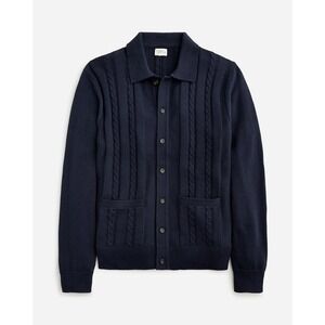 NWOT J.Crew Heritage Cable Knit Cardigan Polo Sweater Men's S Preppy Academia